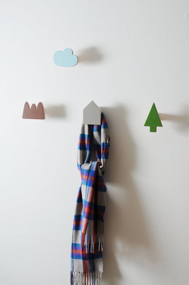 Wall hooks children coat hangers baby room décor cloud wall Etsy