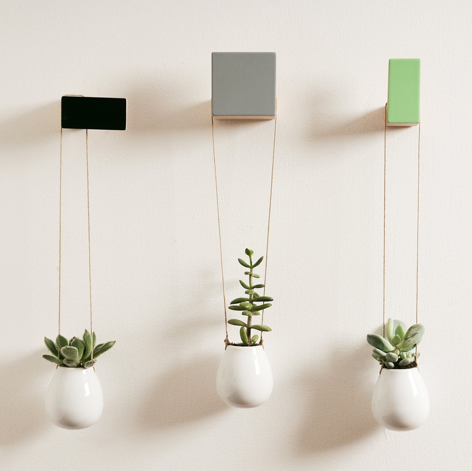 Crochets Muraux en Bois, Design Carré, Couleurs Claires