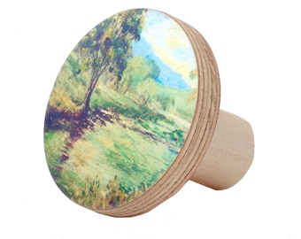 Wooden handle, nature print, dresser handle, country home decor