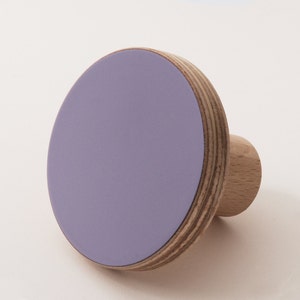 Wooden colourful knob, for cabinets, kitchen cupboard doors, lilac