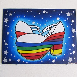 Rainbow Platform Shoe with Stars original painting image 3