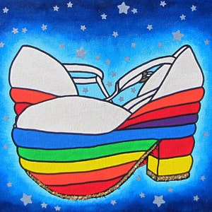 Rainbow Platform Shoe with Stars original painting image 1