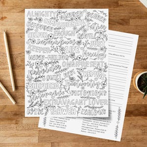 Names of God Coloring Page: A-Z Bible Study, Women's Devotional
