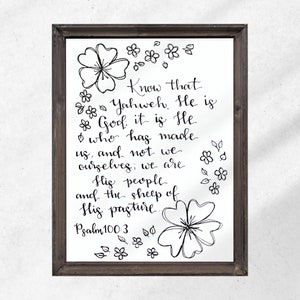 Psalm 100:3 (Physical Print) - Hand-Written Bible Verse, Encouraging Christian Gift, Inspirational Wall Art, Christian Home Decor