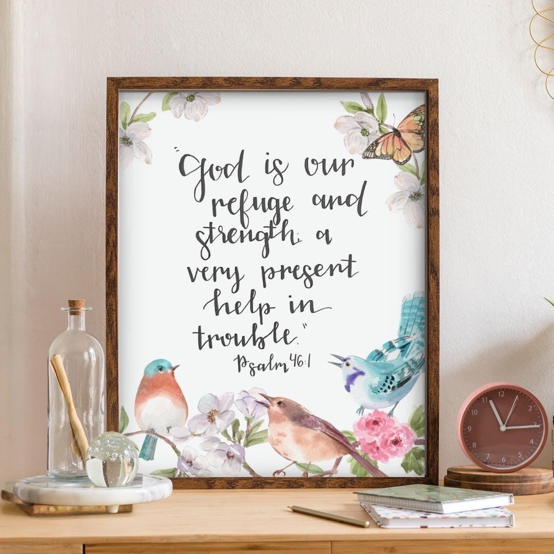 Psalm 46:1 - Hand-drawn Bible Verse Print, Christian Gift, Wall Art ...