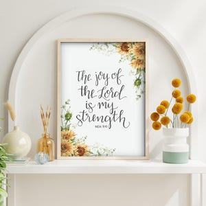 Nehemiah 8:10 (Physical Print) - Joy of the Lord, Hand-Drawn Bible Verse, Christian Gift, Inspirational Wall Art, Christian  Decor