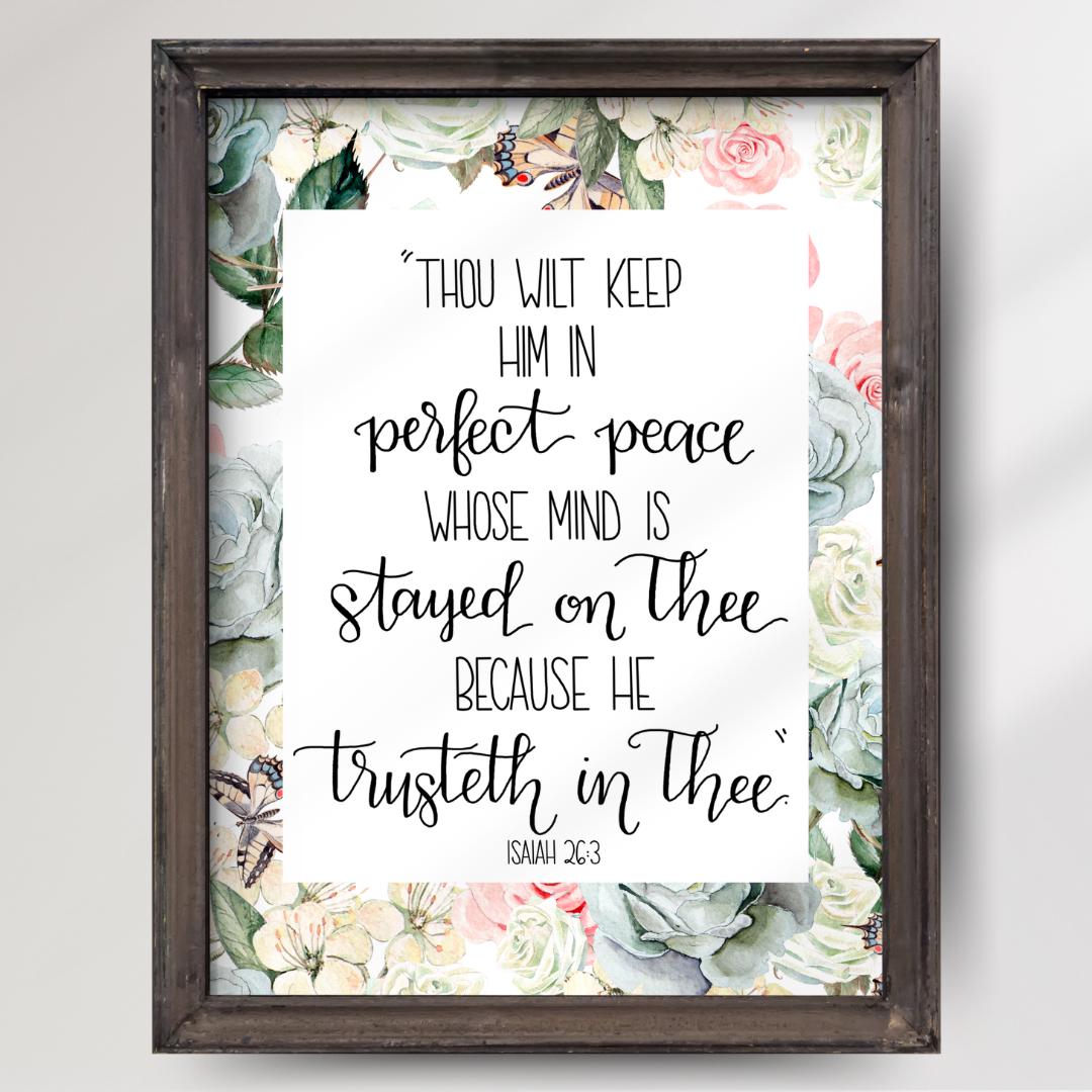 Isaiah 26:3 KJV - Hand-drawn Bible Verse Print, Encouraging Christian ...