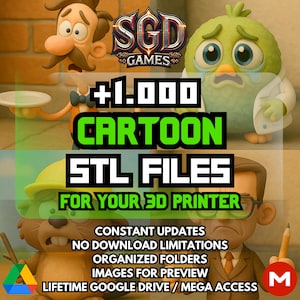Cartoon STL Pack +1.000 STL Models of Cartoon Characters & Diorama For 3D Printers - Google Drive / MEGA Access