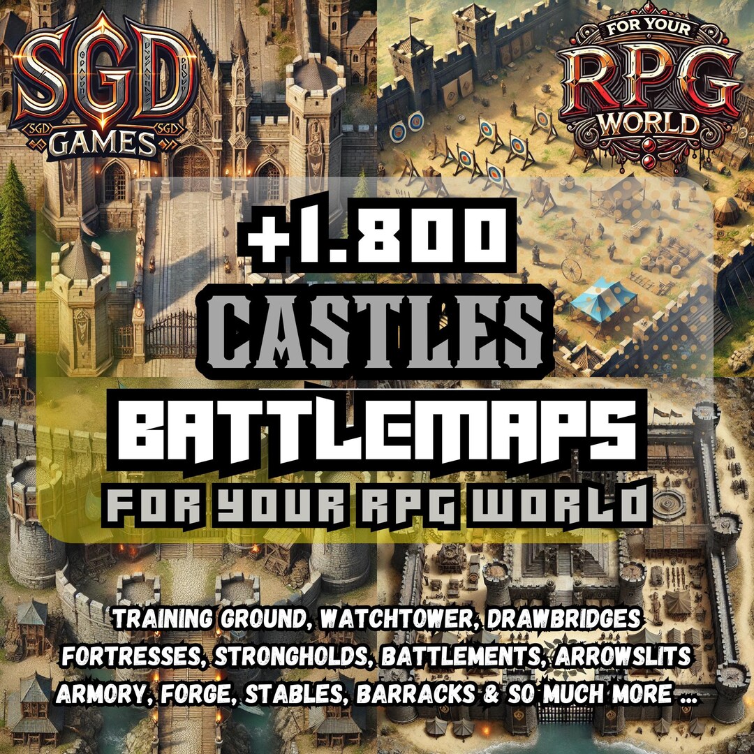 Castles +1.800 Battlemaps for Role Playing Games | Printable RPG DND ...
