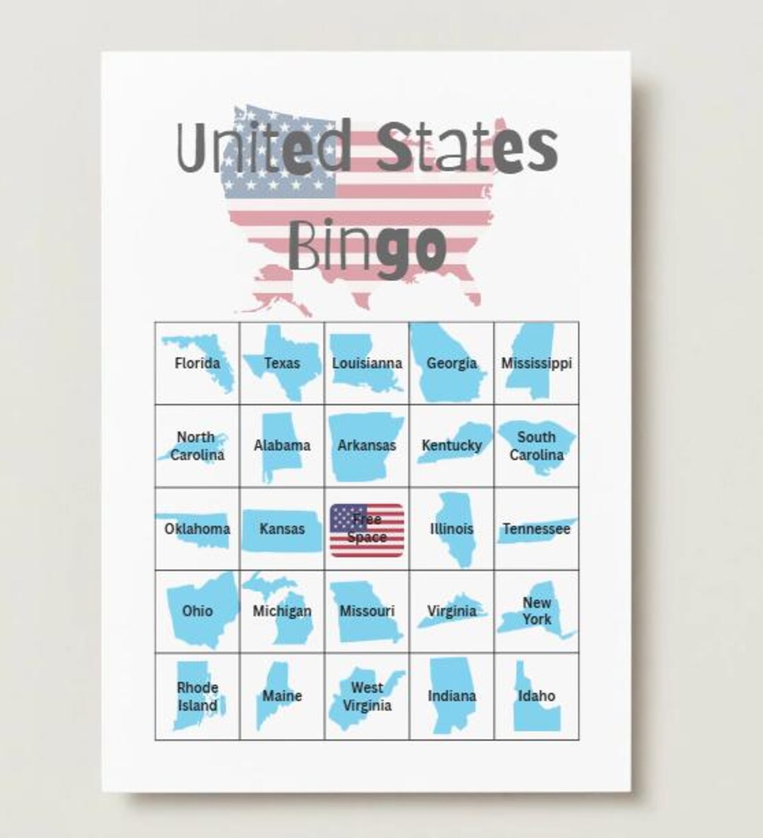 United States Bingo PNG Printable - Etsy