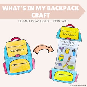 Objets créatifs imprimables dans mon sac à dos, travaux manuels de pliage de la rentrée scolaire, travaux manuels de sac à dos, travaux manuels pour la première journée d'école, téléchargement immédiat, imprimable