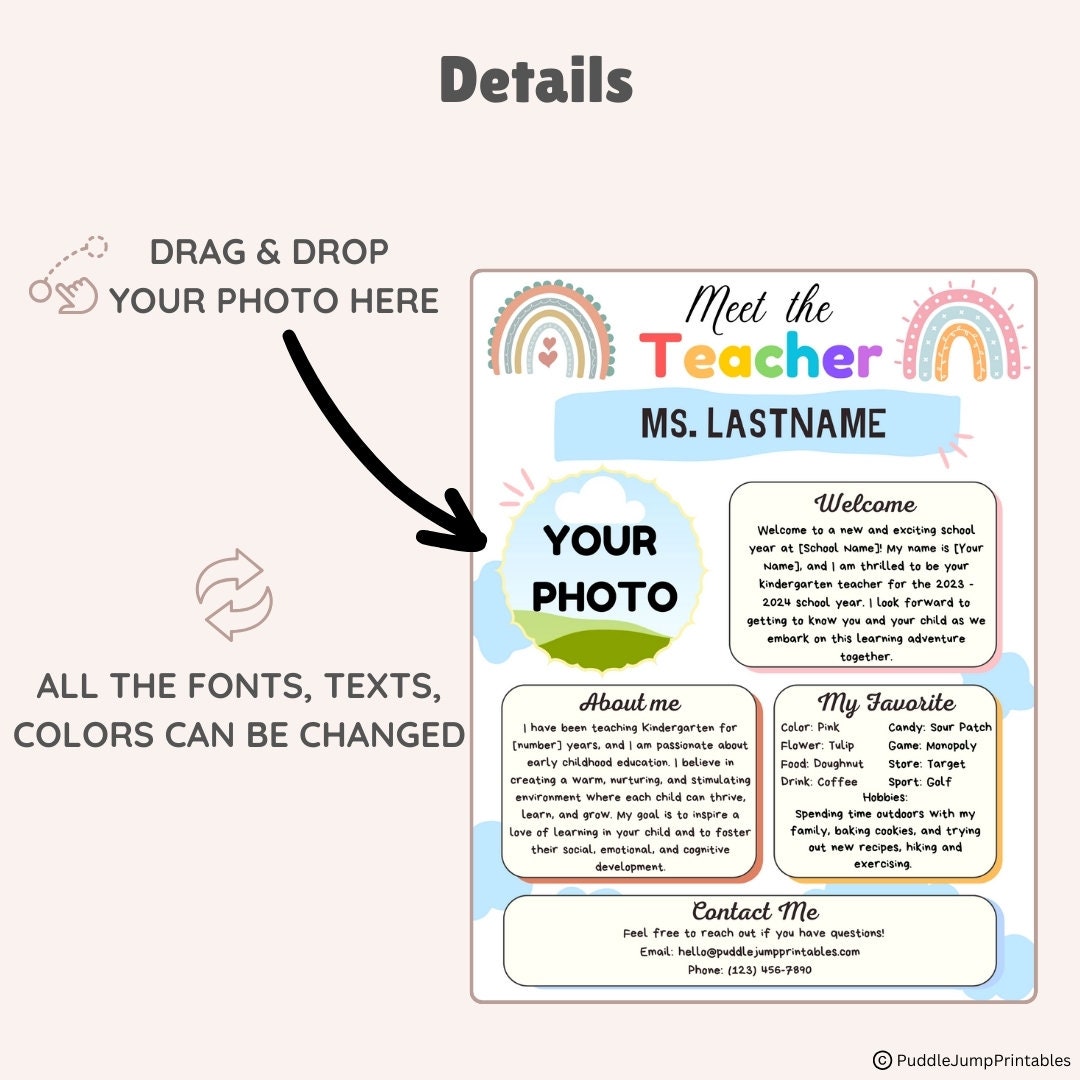 Meet the teacher printable template meet the teacher editable back to
