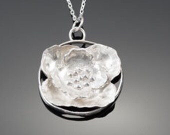 Handmade Poppy Flower Pendant- Imagination- Birthflower for August