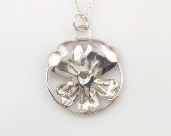 February Birthday Flower Sterling Silver Violet Pendant