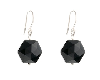 Black Tourmaline Earrings with Sterling Silver