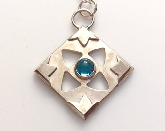 Sterling Silver and Blue Topaz Geometric Pendant