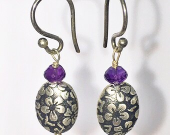 Amethyst and Sterling silver earrings