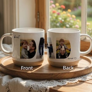 Custom Dad & Kids Photo Mug, Personalized Stoneware Mug, Best Dad Ever Coffee Cup, Father’s Day Gift from Kids, Custom Pottery Mug Gif