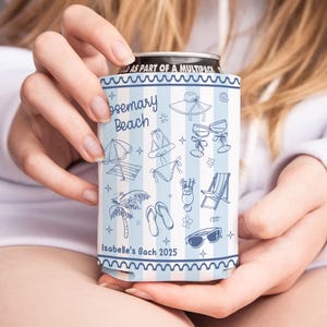 Personalized Coastal Bachelorette Can Cooler, Beach Bachelorette Party Can Coolers, Wedding Girls Weekend Drink Holder, Bridal Shower Favors