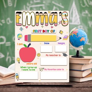 Personalized First Day School Sign, Back to School Sign, Kindergarten 1st And Last Day of School Sign, Pre-K First Day School Wooden Sign