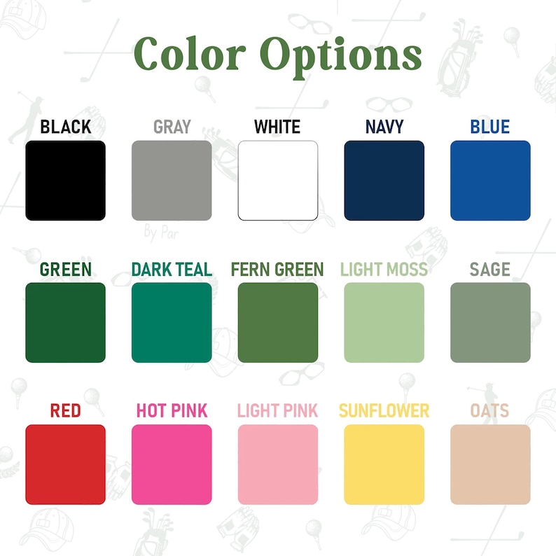 Może przedstawiać: Obraz przedstawiający paletę kolor&oacute;w z napisem "Color Options". Paleta prezentuje siatkę pr&oacute;bek kolor&oacute;w, w tym czarny, szary, biały, granatowy, niebieski, zielony, ciemny turkusowy, paprociowy, jasny mech, szałwia, czerwony, gorący r&oacute;ż, jasny r&oacute;ż, słonecznikowy i owsiany.