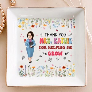 Thank You Teacher Jewelry Dish, Personalized Ring Dish Gift, Teacher Appreciation Gift, End of Year Gift, Custom Trinket Dish for Her