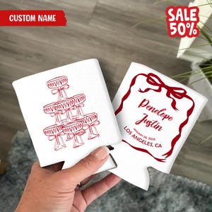 Custom Wedding Can Cooler, Bow Champagne Drink Holder, Personalized Wedding Decoration, Wedding Party Favors, Wedding Reception Gifts