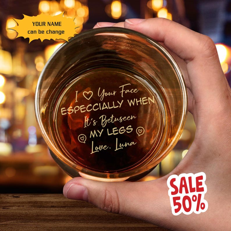 Personalized I Love Your Face Glass, Customized Funny Quote Glass, Funny Gift For Him, Birthday Gift, Valentine Gift image 1