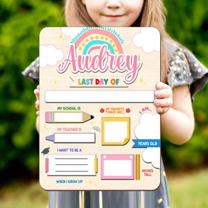 Customized First And Last Day Of School Sign, Personalized Back to School Sign, Kindergarten First Day Sign, 1st Day School Wooden Board