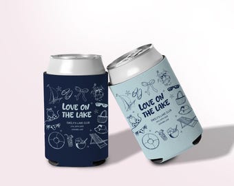 Love On The Lake Bachelorette Party Can Cooler Custom Lake Bach Club Drink Sleeve Decor Personalized Lake Mountain Camp Bach Slim Can Holder