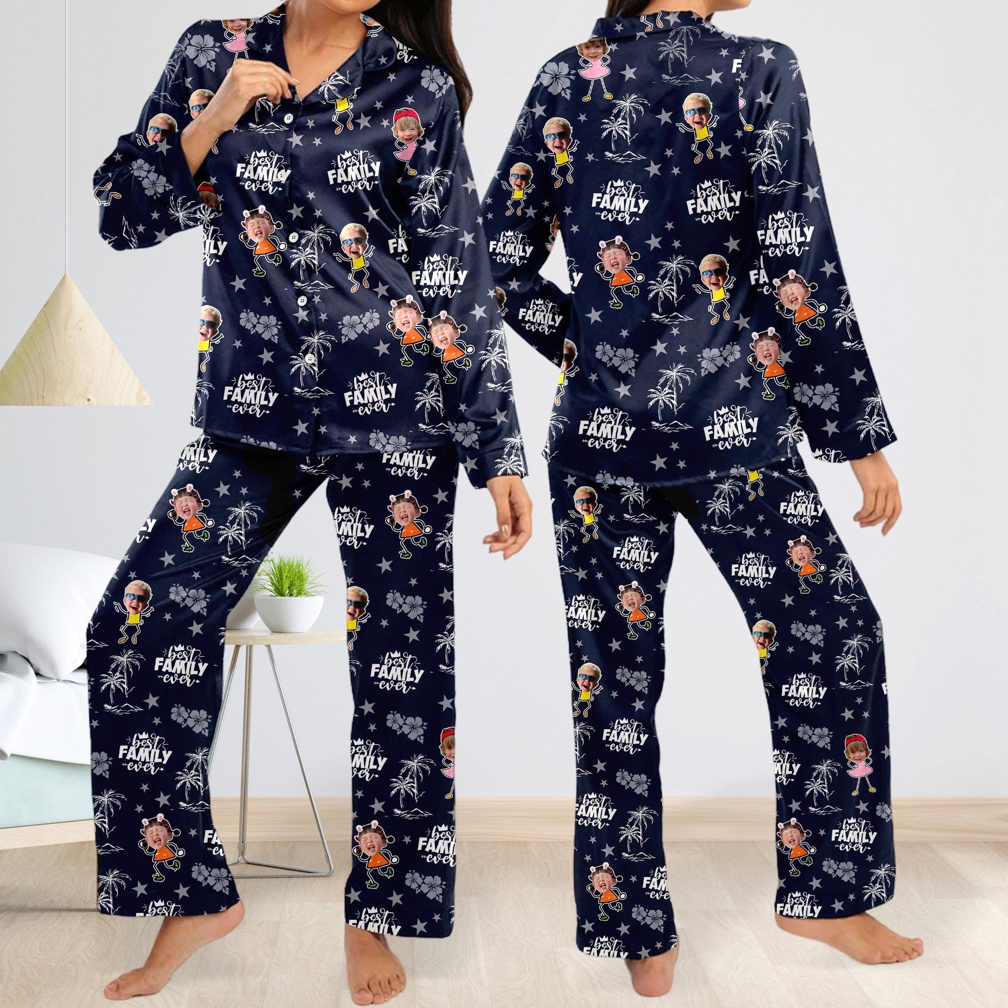 Discover Personalized Best Family Ever Pajamas Set, Customized Face Photo Pajamas Set