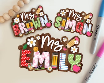 Personalized Teacher Name Magnets, Custom Teacher Wildflowers Magnets, Teacher Appreciation Gift, Teacher Magnet, School Magnets Gifts