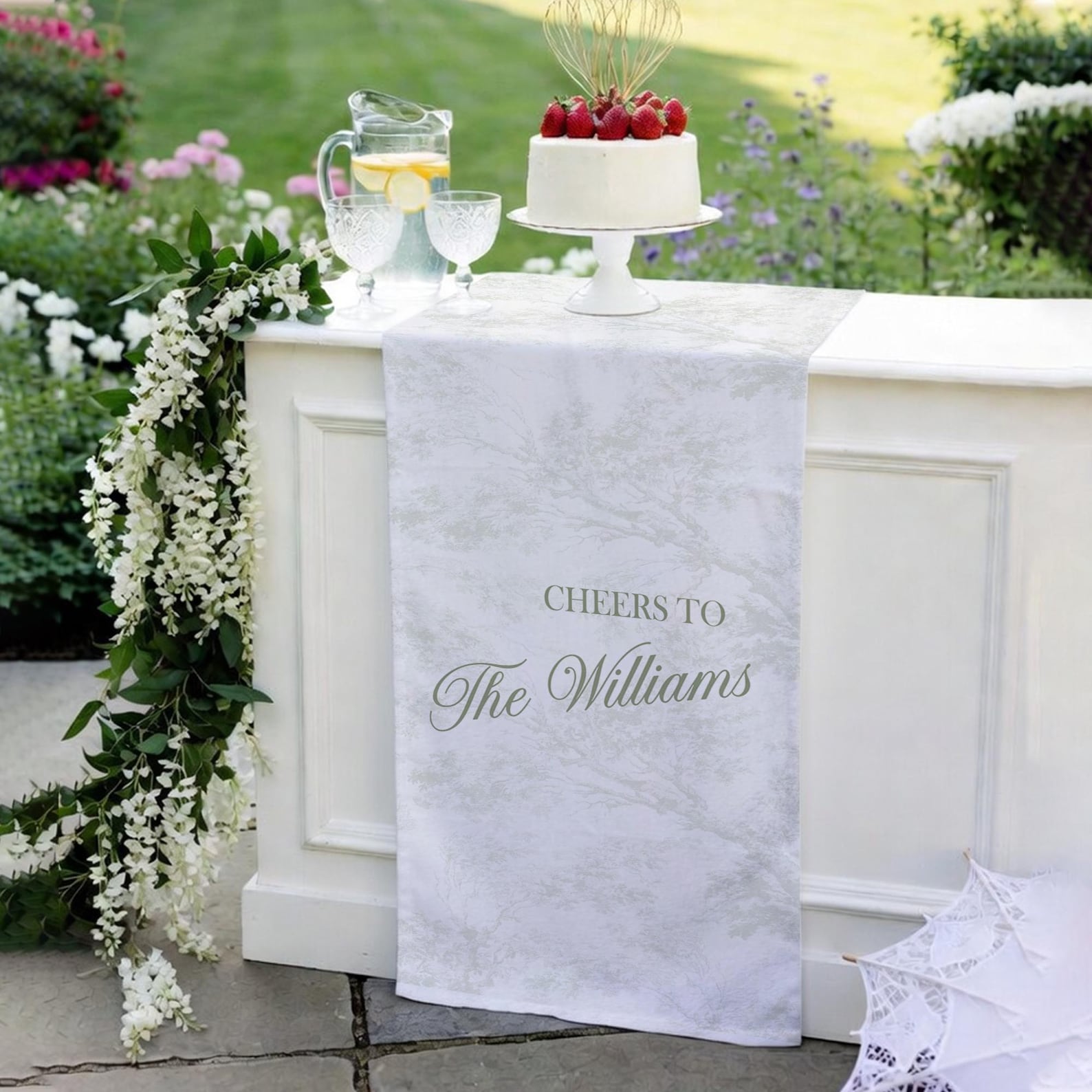 Custom Unique Timeless Wedding Welcome Sign, Fabric Bar Menu Banner, Linen Cotton, Personalized Name Date, Romantic Ceremony Gift - 40x60in