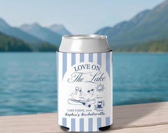 Love on the Lake Bachelorette Decorations, Lake Bachelorette Can Coolers, Custom Bachelorette Can Coolers, Love on the Lake Party Favors