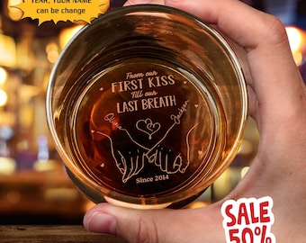 Personalized From Our First Kiss Till Our Last Breath Glass, Customized Romantic Quote Glass, Anniversary Gift, Valentine Gift