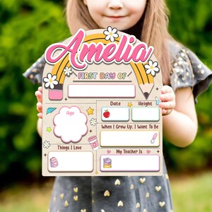 Customized First And Last Day Of School Sign, Personalized Back to School Sign, Kindergarten First Day Sign, 1st Day School Wooden Board