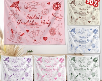 Personalized Graduation Party Decor 2025, Custom Nurse Graduation Tapestry Backdrop, Nursing School Graduation Backdrop, RN Nurse Grad Party