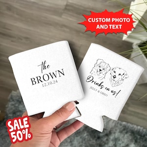 Wedding Can Coolers For Pet Lovers - Customized Pet Illustrations, Wedding Can Coolers, Beer Hugger, Wedding Gift