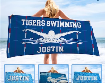 Personalized Swimming Towel, Custom Pool Towel, Gift for Swimmer, Swim Coach Gift, Swim Team, Custom Pool Towel, Swim Lesson Towel, Kid Gift