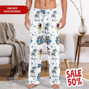 BEST DAD EVER Pajama Pants with Faces, Christmas Gifts for Dad Mom, Women Pajama Pants, Personalized Pajamas with Face, Custom Face Pants
