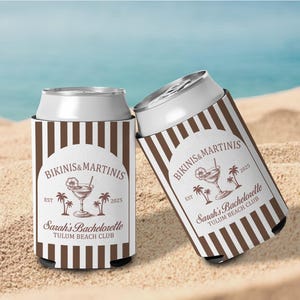 Bikinis & Martinis Bachelorette Party Can Coolers, Custom Location Bachelorette,Final Fiesta Bach Girls, Espresso Martini Birthday Favors