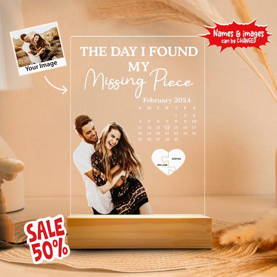 My Missing Piece, Personalized Flower Shadow Box, Valentines Day