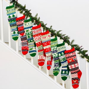 フェアアイルパターン、クリスマスストッキング、クリスマスストッキングパターン、クリスマスストッキングデザイン、ストッキング、クリスマス編み物、
