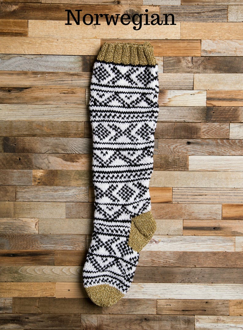 Christmas Stocking Black white and gold stockings Christmas Knitting Christmas Stocking Patterns Christmas Stocking Design