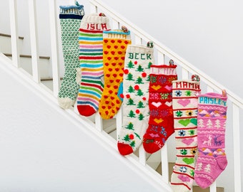 A Colorful World PATTERNS, Christmas Stocking Patterns, Christmas Stocking Design, Christmas Knitting, Christmas Stockings, Whimsical, Color