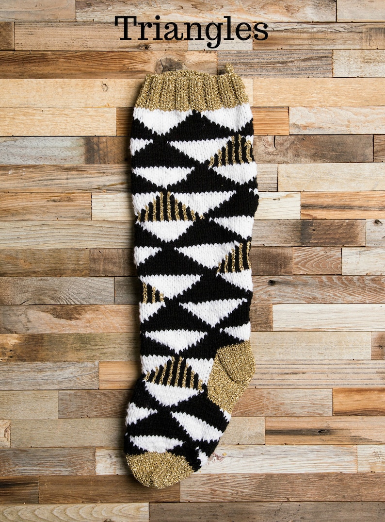 Christmas Stocking Black white and gold stockings Christmas Knitting Christmas Stocking Patterns Christmas Stocking Design