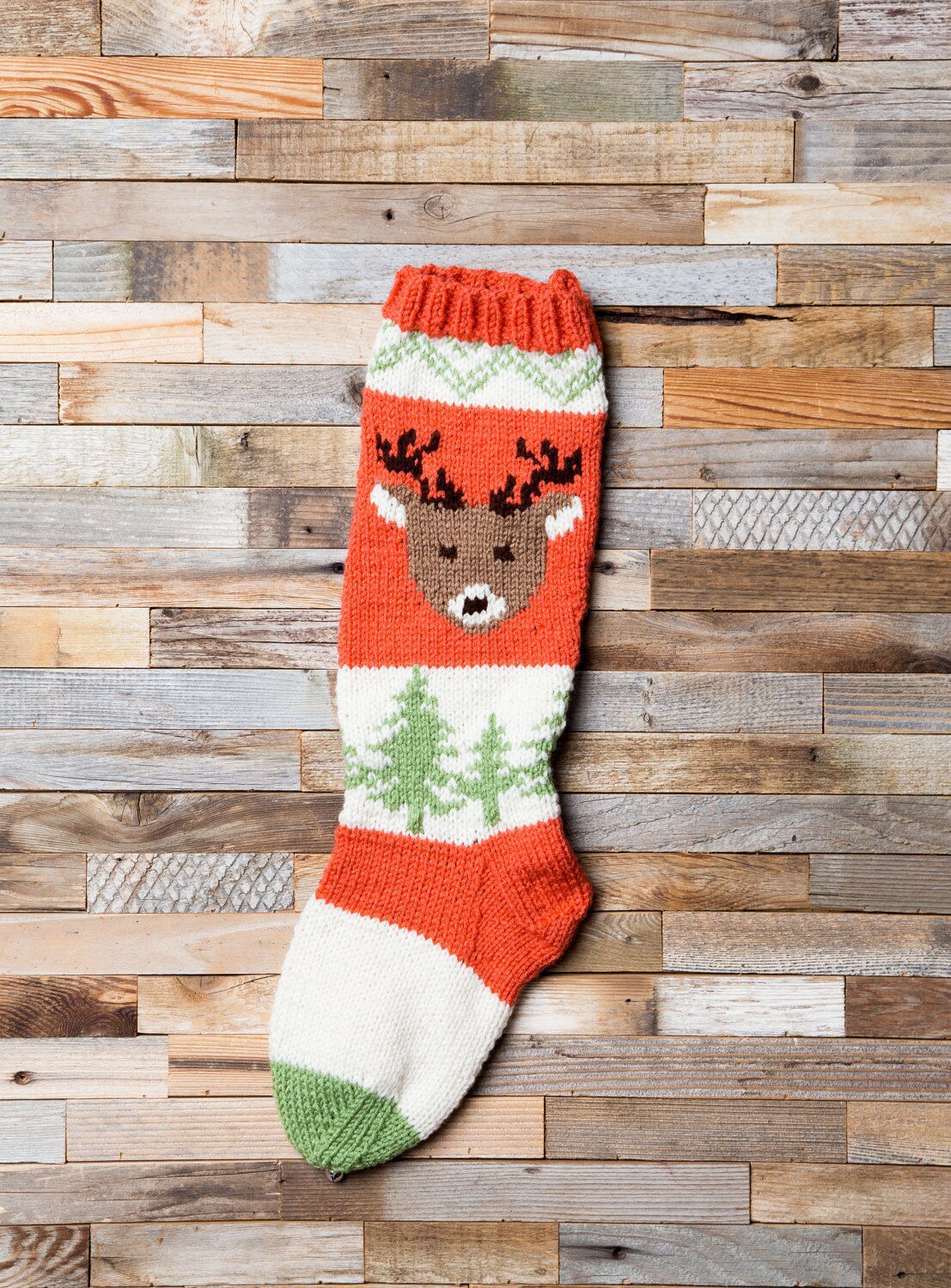 Deer Christmas Stocking Knitting PATTERN, Family Holiday (digital ...