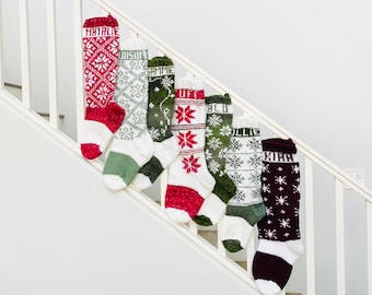 Christmas Stocking PATTERNS, Christmas Stocking Design, Family Stockings, Christmas Knitting, Silent Night Flurry, Snowflakes