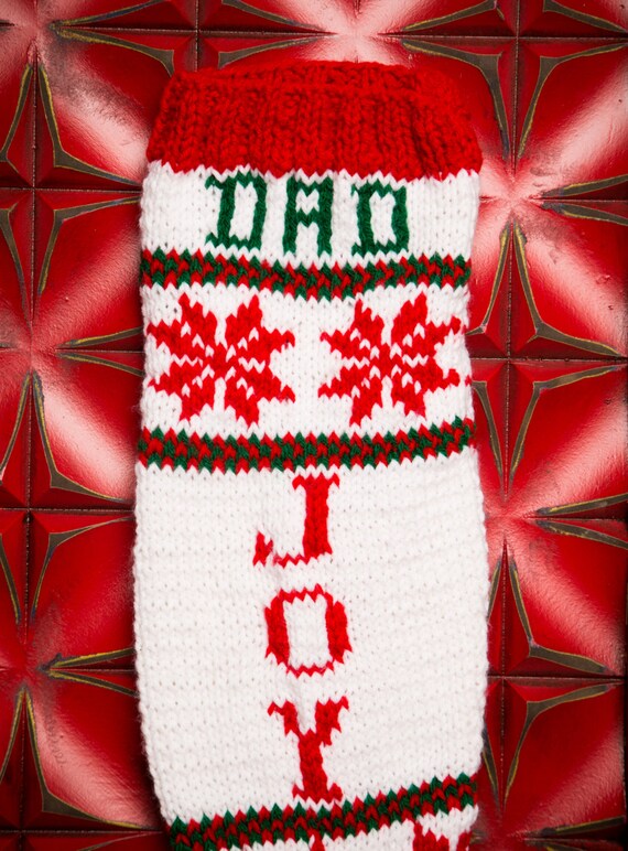 Joy Pattern Personalized Christmas Stockings Personalized Stockings Knit Christmas Stocking Pattern Knitted Christmas Stocking Patterns