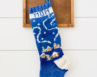 Christmas Stocking PATTERNS, Christmas Stocking Design, Family Stockings, Christmas Knitting, North Pole Collection, Aurora Borealis